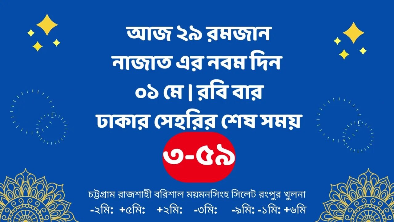 Today 01 May sahari time | আজকের সেহরির শেষ সময় ২০২২ | আজকের সেহরি | ajker sehorir sesh shomy