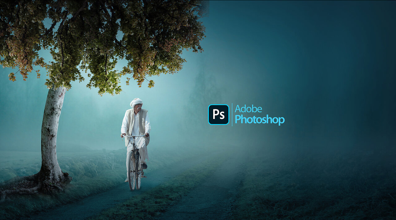 Photoshop manipulation tutorials I Dramatic Scene Of Men's With Bicycle