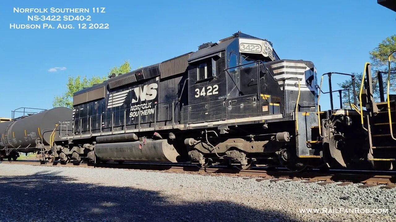 Norfolk Southern 10Z and 11Z (w/SD40-2) on the Sunbury at Hudson Pa. Aug. 12, 14 2022 #NS10Z #NS11Z