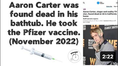 Aaron Carter was found dead in his bathtub. He took the Pfizer vaccine. 💉🪦👀 (November 2022)
