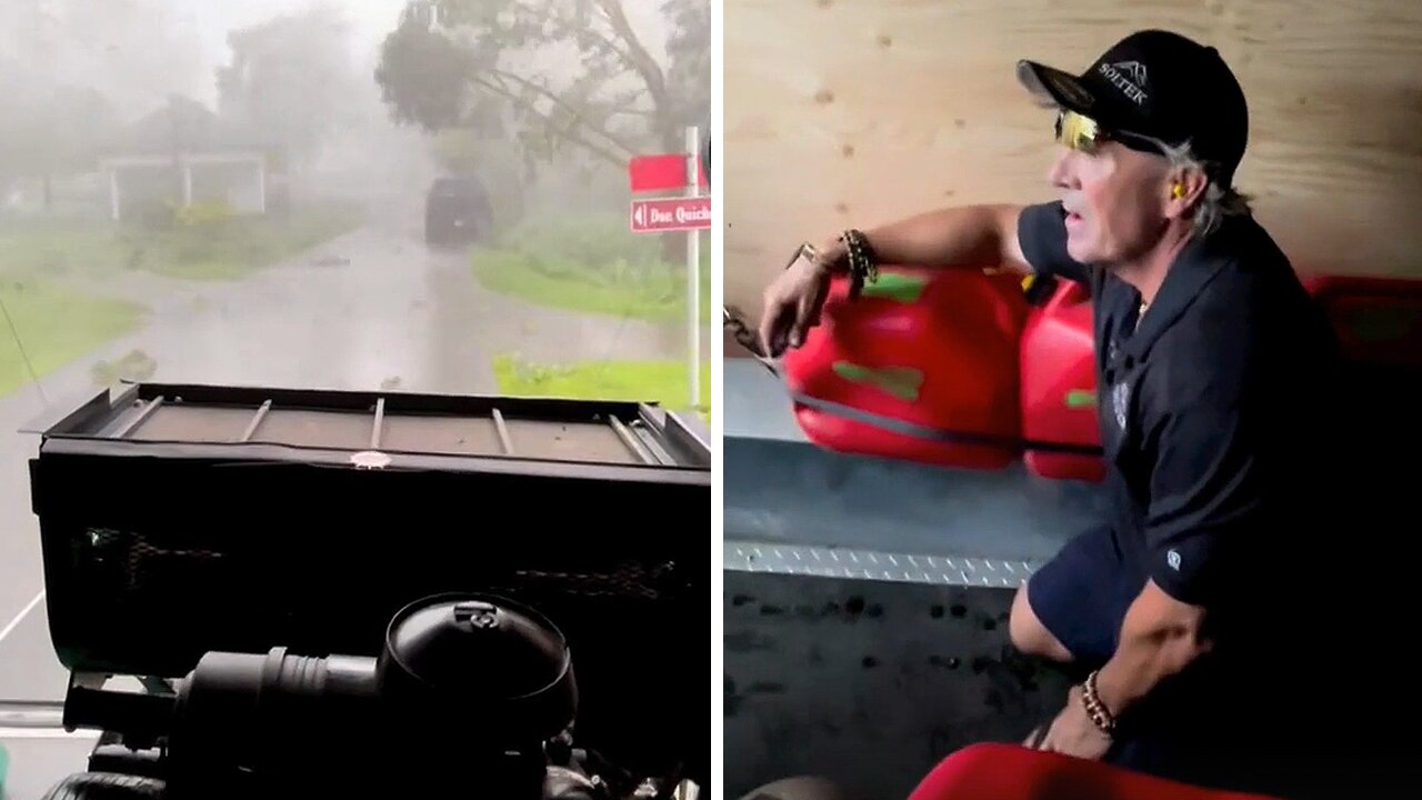 Golfer Bravely Faces Intense Weather Conditions On The Course