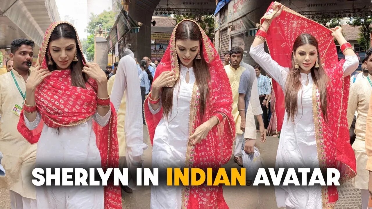 Sherlyn Chopra Visits Lalbaugcha Raja In Traditional Indian Outfit 😍🔥