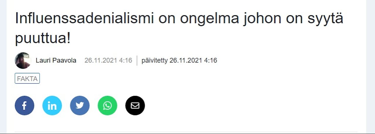 Oletko kenties influenssadenialisti?