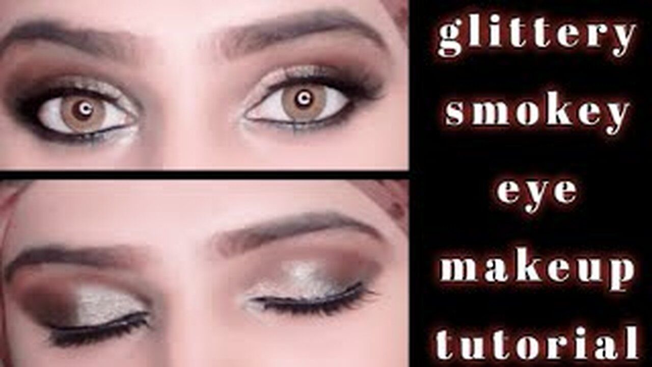 Makeup for beginners | glittery smokey eye makeup look | only 2 shades | by fiza farrukh