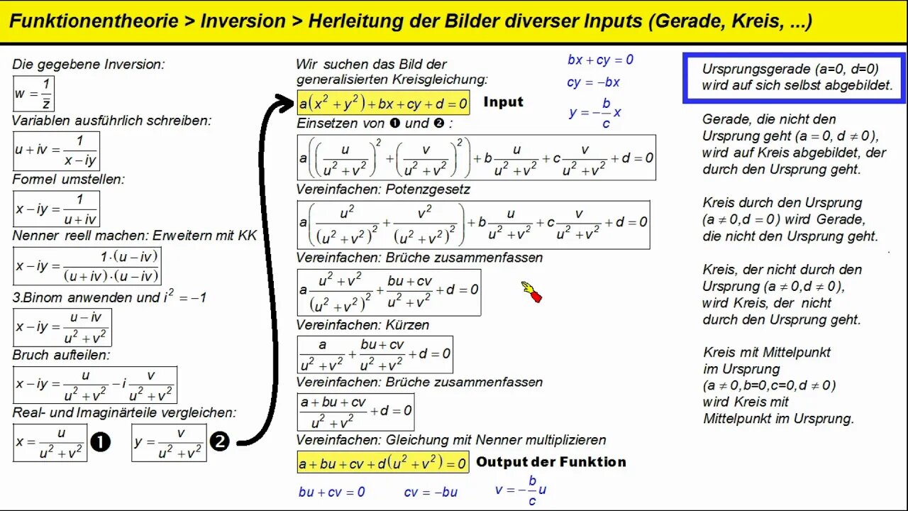 Funktionentheorie ► Inversion ►Universalbeweis für Bild von Kreis und Gerade