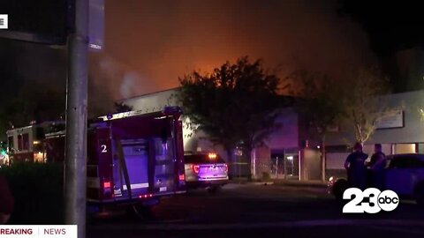 Structure fire burning in downtown Bakersfield