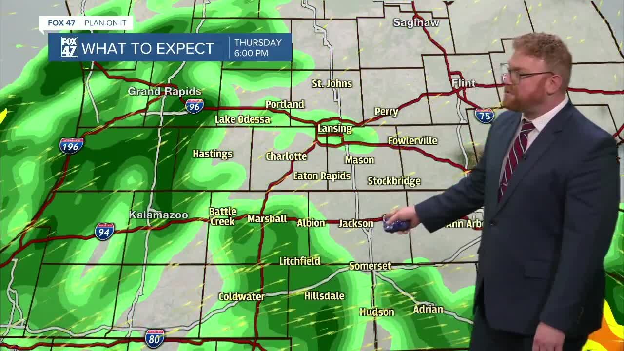 A warn, rainy system is moving into Michigan