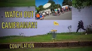 DISC GOLF CAMERAMAN | GETTING HIT & CLOSE CALLS COMPILATION