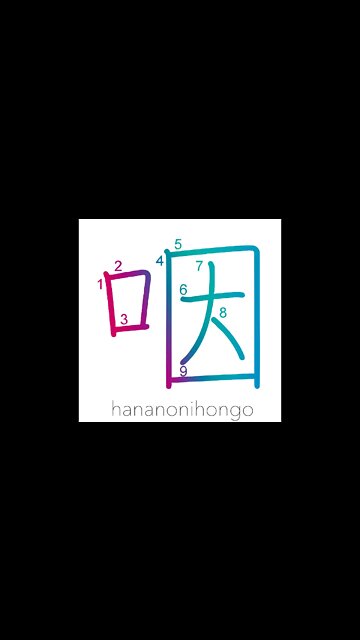 咽 - throat/choked/smothered/stuffy - Learn how to write Japanese Kanji 咽 - hananonihongo.com