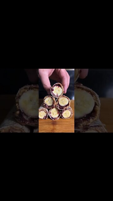 Delicious tortilla with banana and peanut butter.