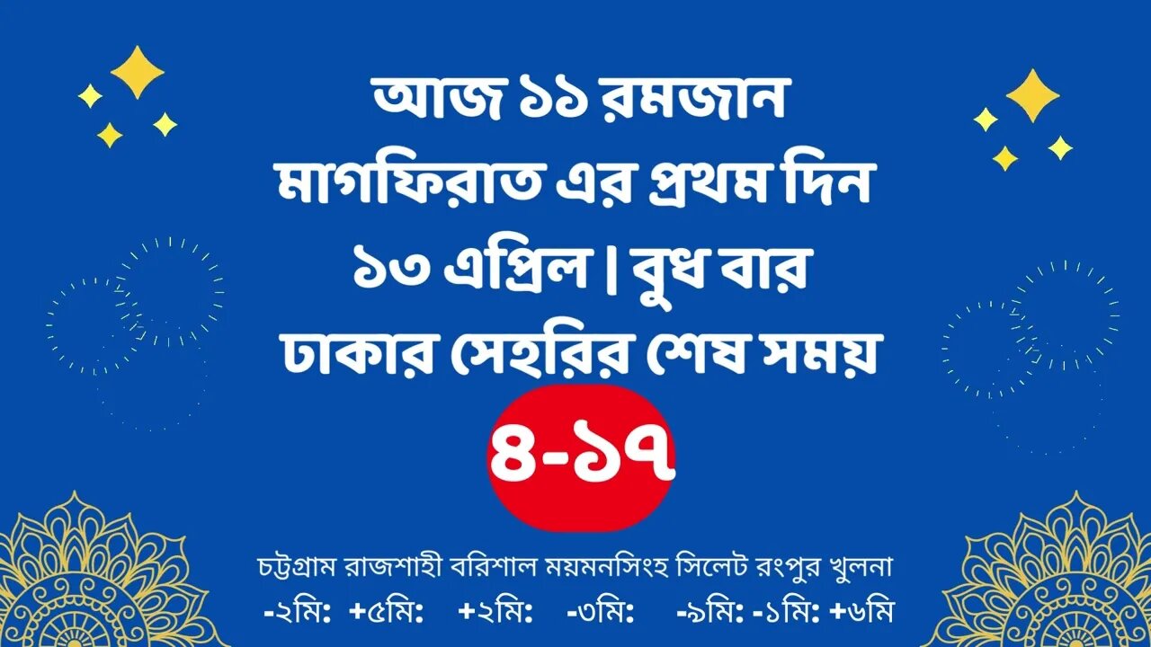 Today 13 April sahari time | আজকের সেহরির শেষ সময় ২০২২ | আজকের সেহরি | ajker sehorir sesh shomy