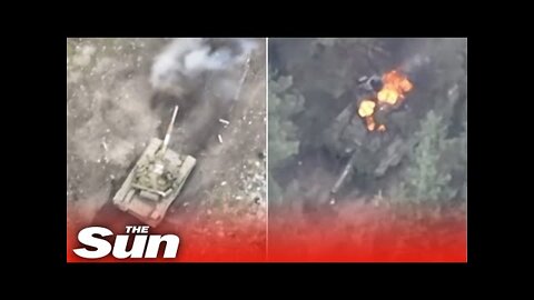 Ukrainian forces take out Russian tank hiding in the woods