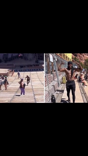 Incredible athlete sprints up stadium seats