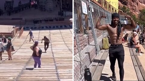 Incredible athlete sprints up stadium seats