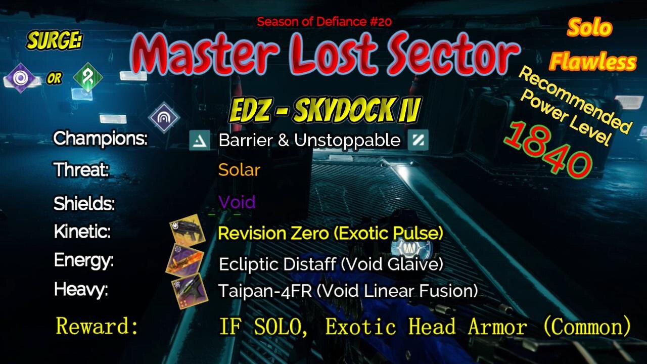 Destiny 2 Master Lost Sector: EDZ - Skydock IV on my Titan Solo-Flawless 4-17-23