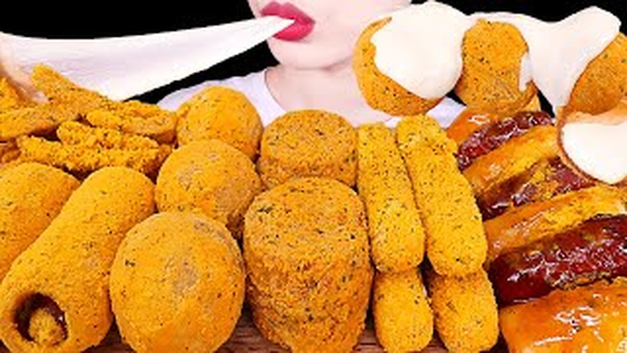 ASMR MUKBANG|CHEESE BALL, CORN DOG, FRIES, CHEESE STICKS, MENBOSHA