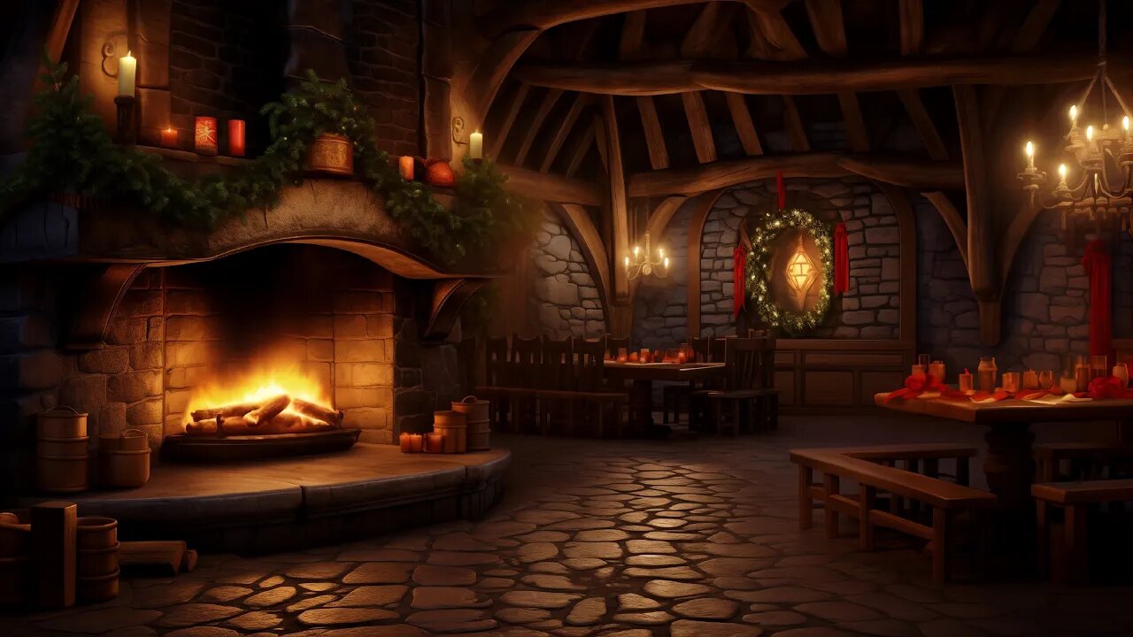 Medieval Christmas Music with Fireplace Sounds & Tavern Sounds | Christmas Tavern Ambience