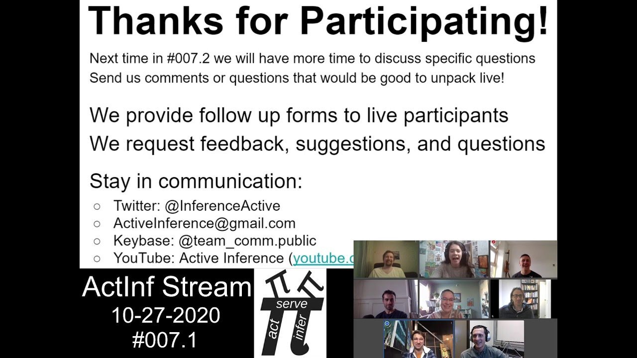 ActInf Livestream #007.1: "Variational ecology and the physics of sentient systems" (2019)