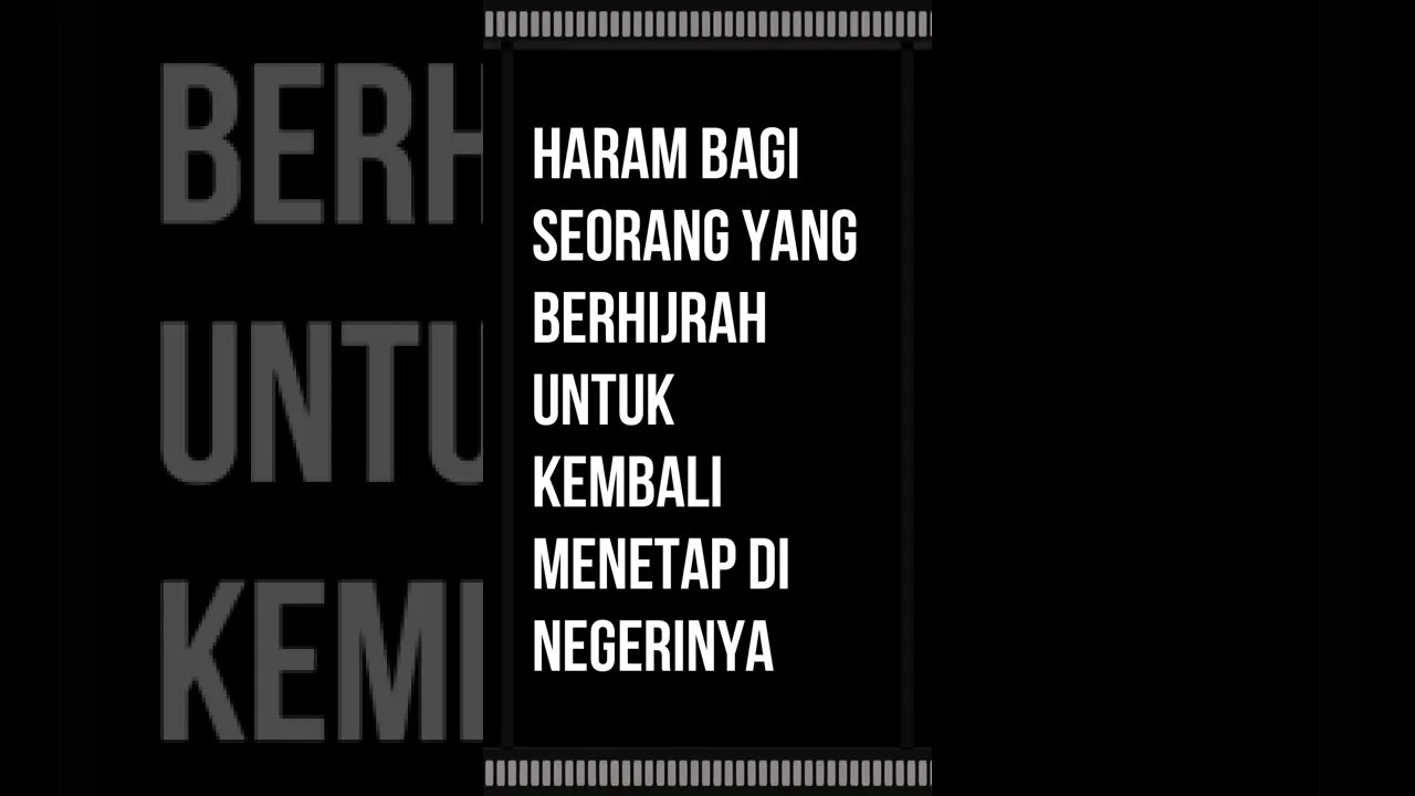 Haram bagi seorang yang berhijrah untuk kembali menetap di negerinya