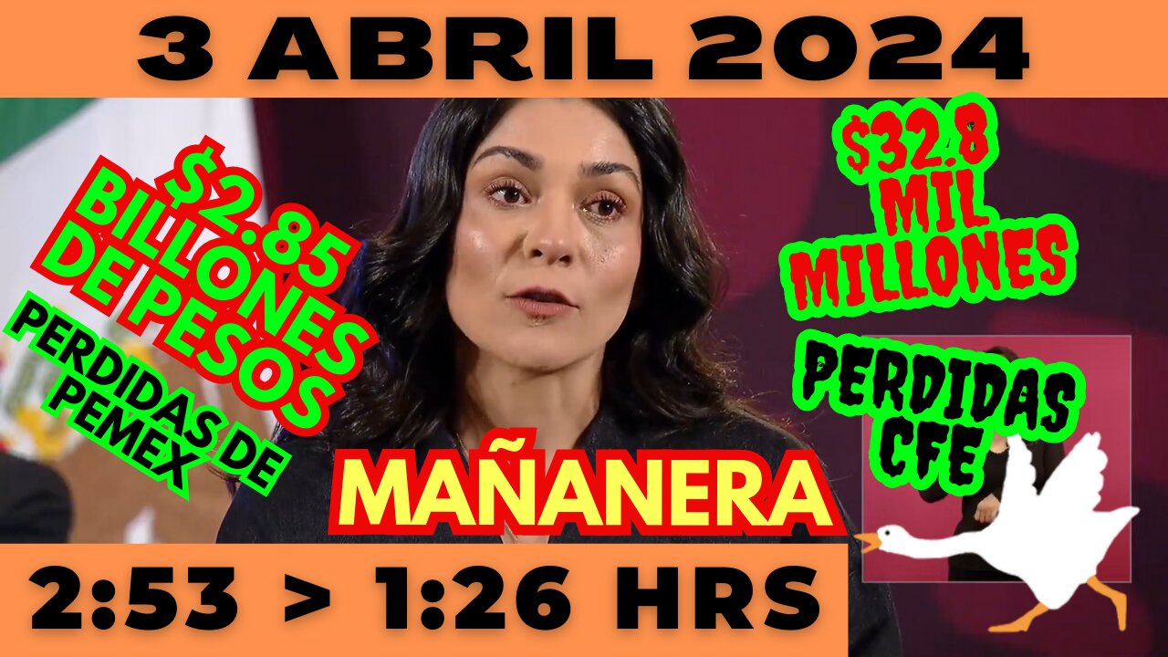 💩🐣👶 AMLITO | Mañanera *Miércoles 03 de abril 2024* | El gansito veloz 2:53 a 1:26.