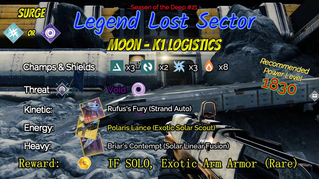 Destiny 2 Legend Lost Sector: Moon - K1 Logistics on my Strand Warlock 7-8-23