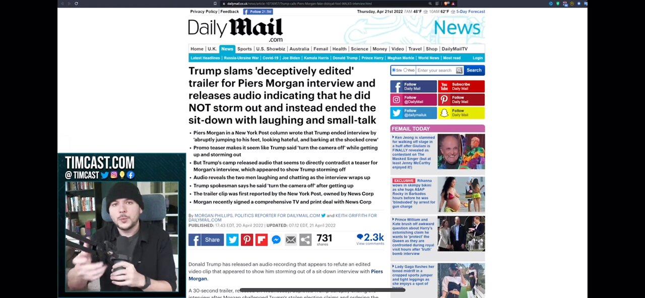 Timcast - Trump proves the Piers Morgan trailer was edited. Fake news! Follow for more clips 🦅
