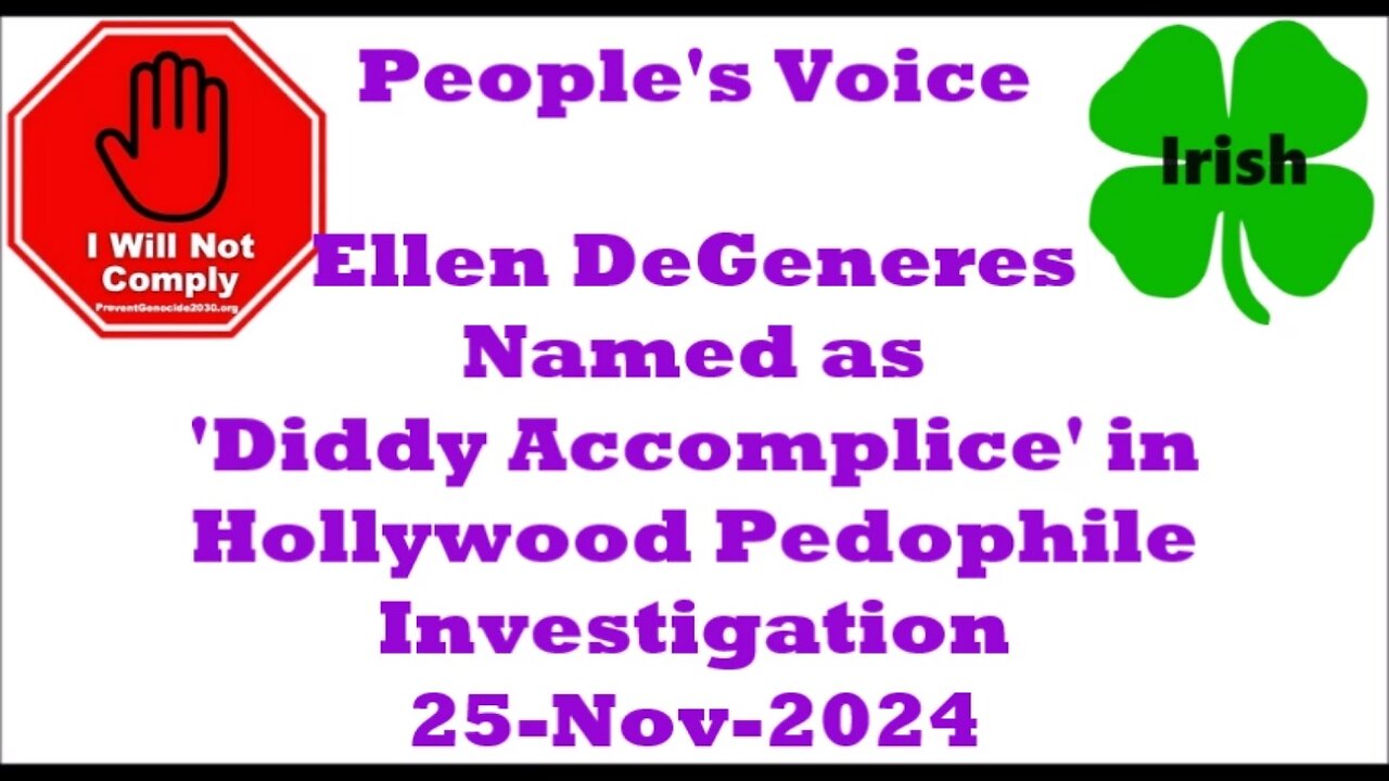 Ellen DeGeneres Named as 'Diddy Accomplice' in Hollywood Pedophile Investigation 25-Nov-2024