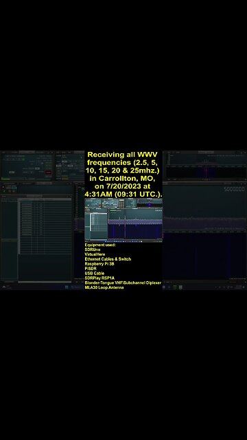 Receiving all WWV frequencies, in Carrollton, MO, on 7/20/2023 at 4:31AM (09:31 UTC.)
