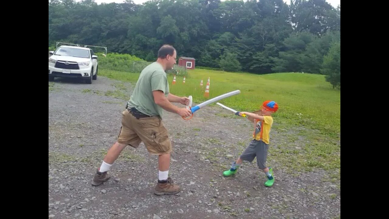 Blippi... Sword and Buckler training 😁