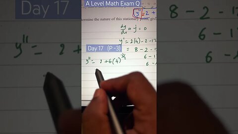A level Math exam Q (double derivative to conclude answer is min or max #youtubeshorts #mathtrick