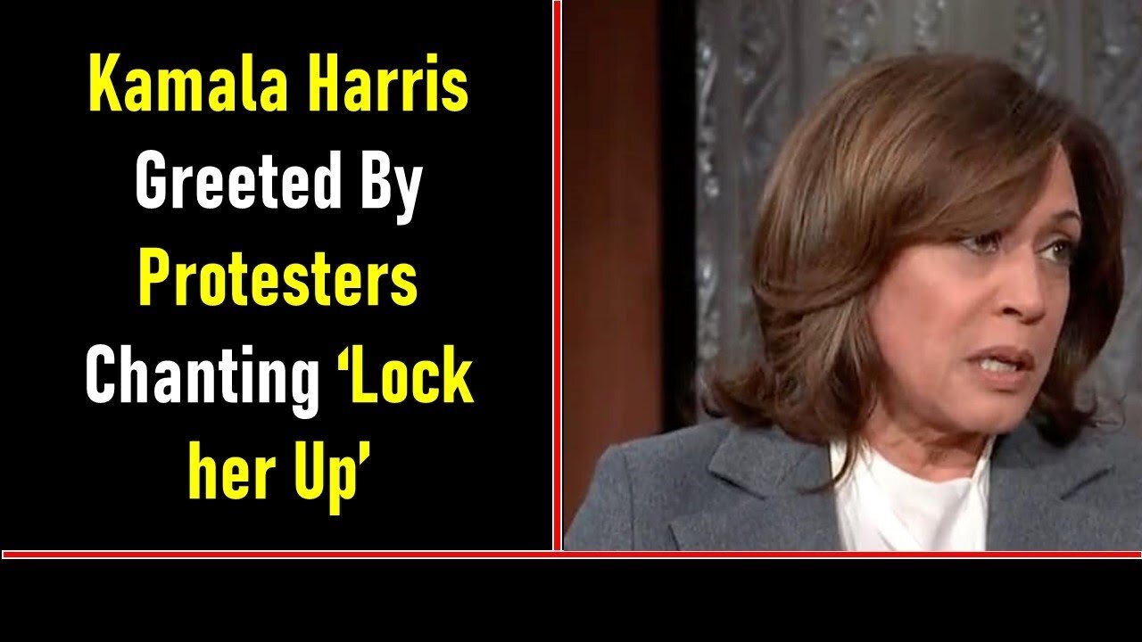 KAMALA HARRIS GREETED BY PROTESTERS CHANTING ‘LOCK HER UP’