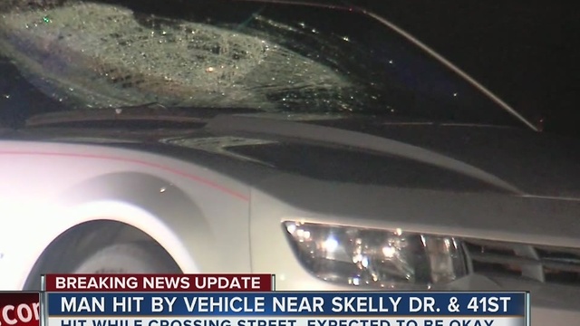 Man hit by vehicle while crossing the street near Skelly Dr. 41st St.