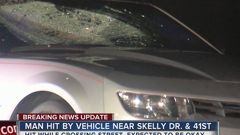 Man hit by vehicle while crossing the street near Skelly Dr. 41st St.