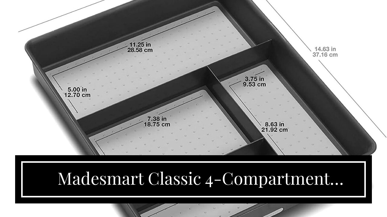 Madesmart Classic 4-Compartment Drawer Organizer Gadget Tray, Plastic Multipurpose Storage Bin...