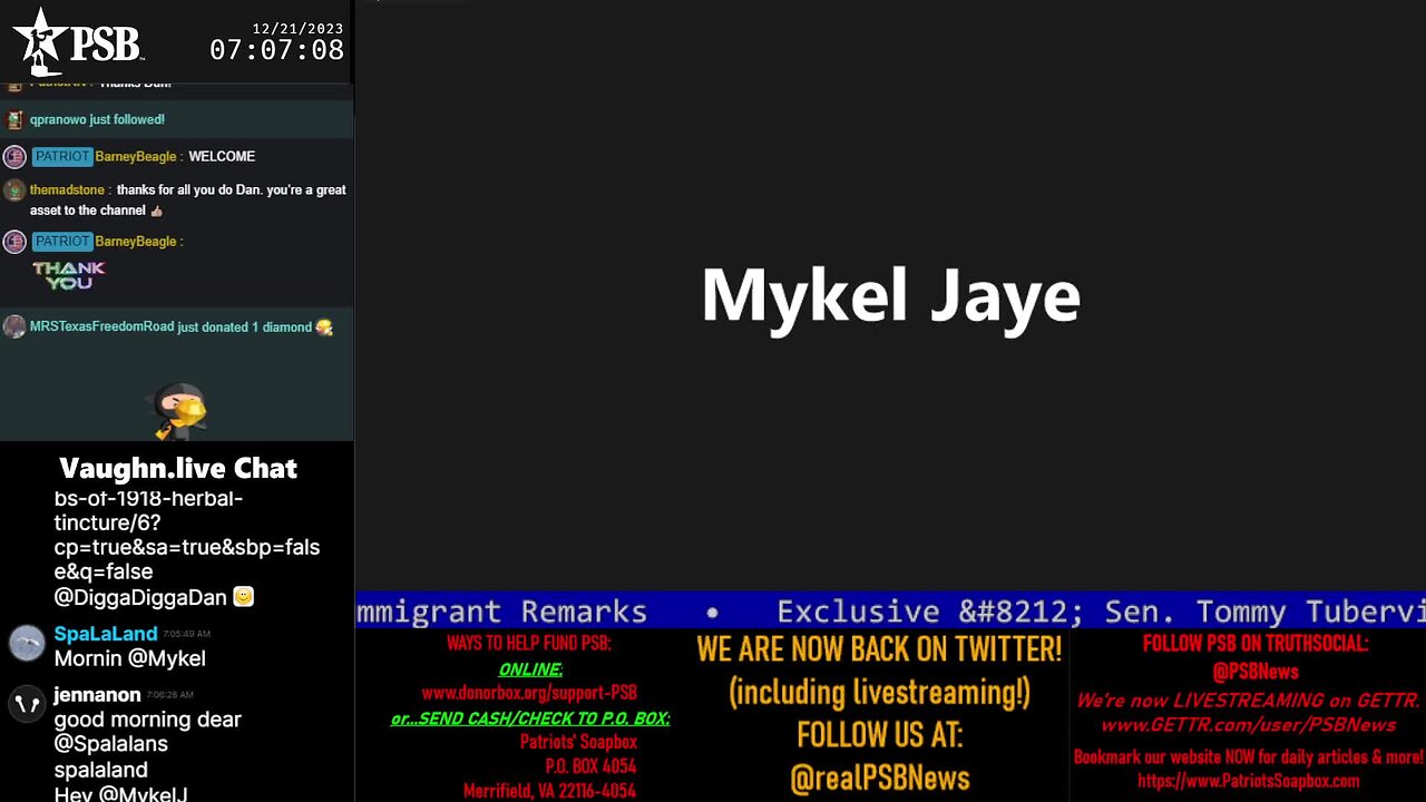 2023-12-21 07:00 EST - Patriots Soapbox AM: with MykelJaye, SkyeBreeze