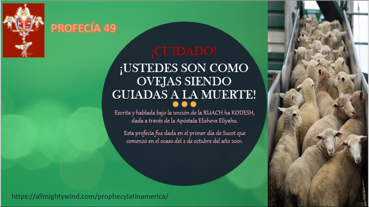 PROFECÍA 49 - ¡CUIDADO! ¡USTEDES SON COMO OVEJAS SIENDO GUIADAS A LA MUERTE!