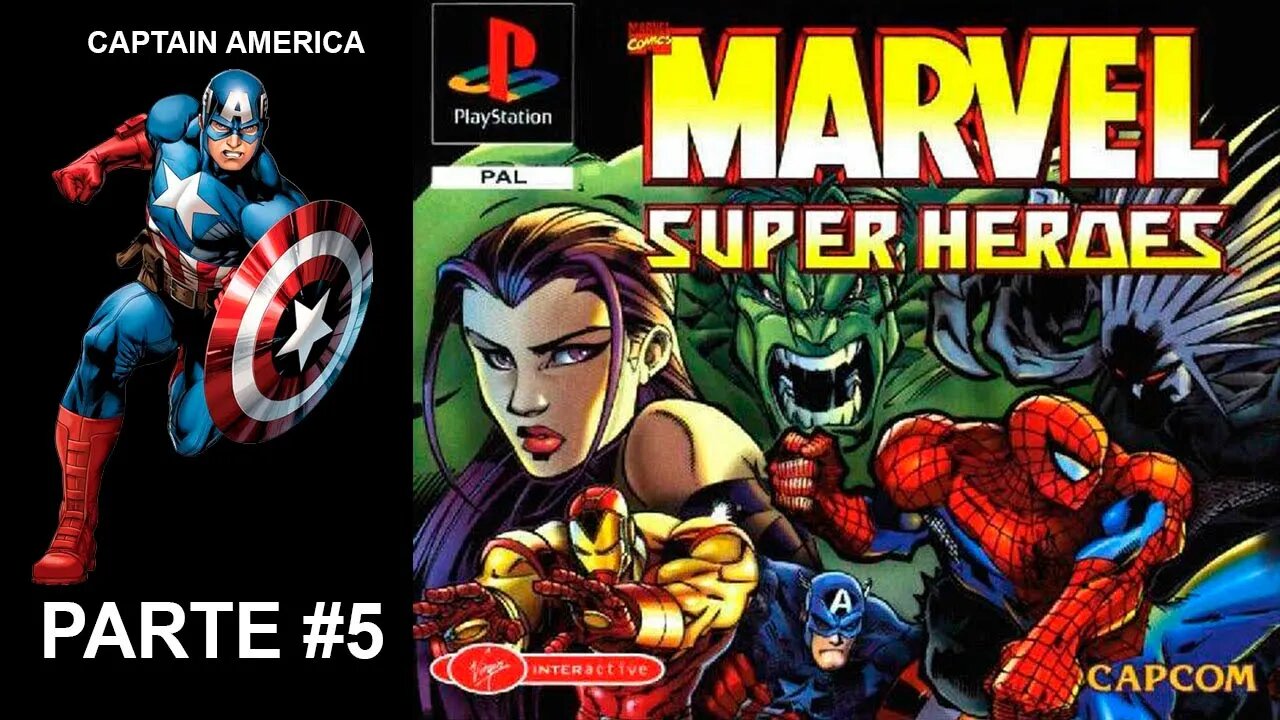 [PS1] - Marvel Super Heroes - [Parte 5] - Arcade Mode - [Captain America] - Dificuldade Hard - [HD]