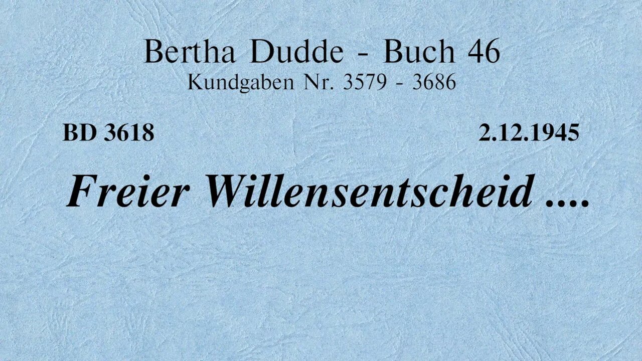 BD 3618 - FREIER WILLENSENTSCHEID ....