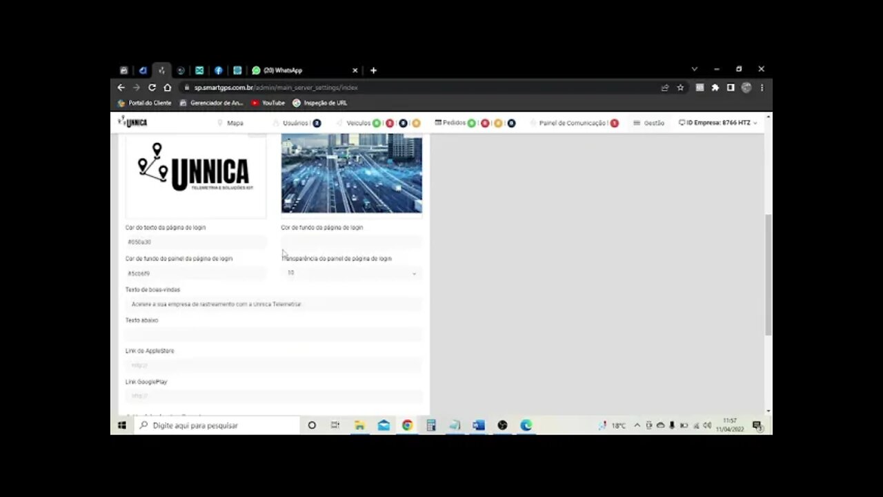 [PLATAFORMA DE RASTREAMENTO UNNICA TELEMETRIA] Como alterar a cor da pagina de login