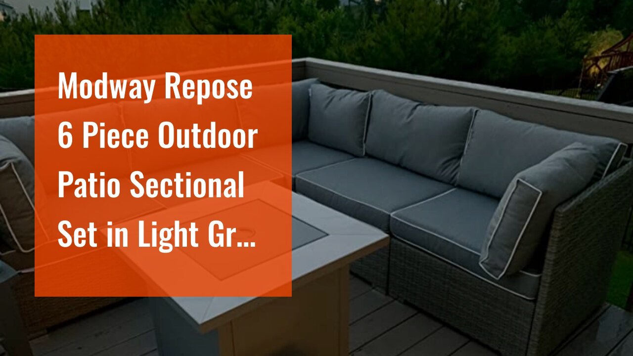 Modway Repose 6 Piece Outdoor Patio Sectional Set in Light Gray Gray