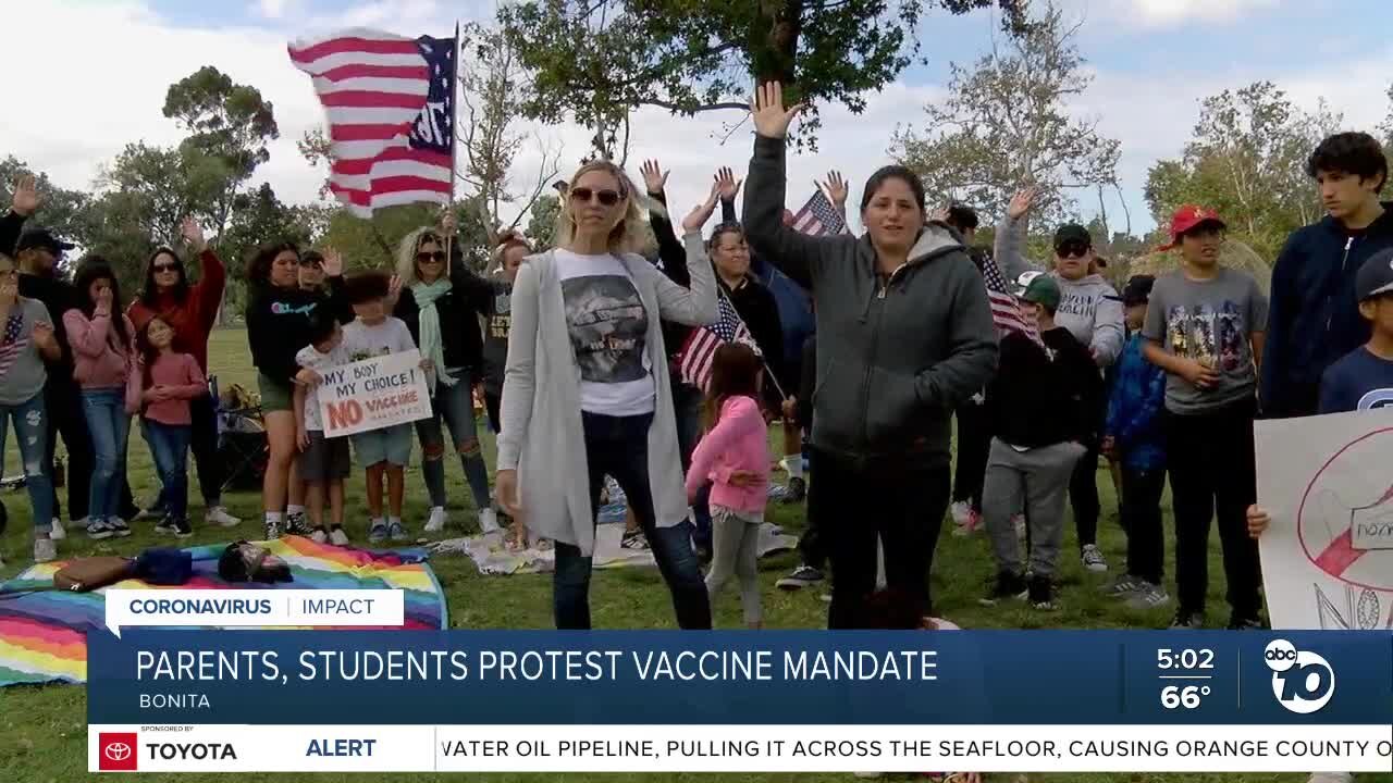 South Bay Parents and students protest vaccine mandate