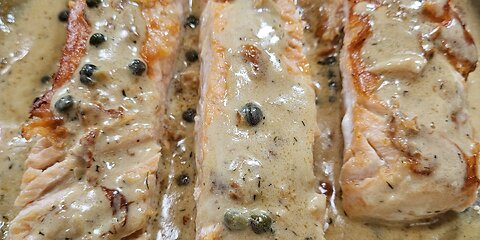 Salmon in Creamy Garlic Sauce #salmon