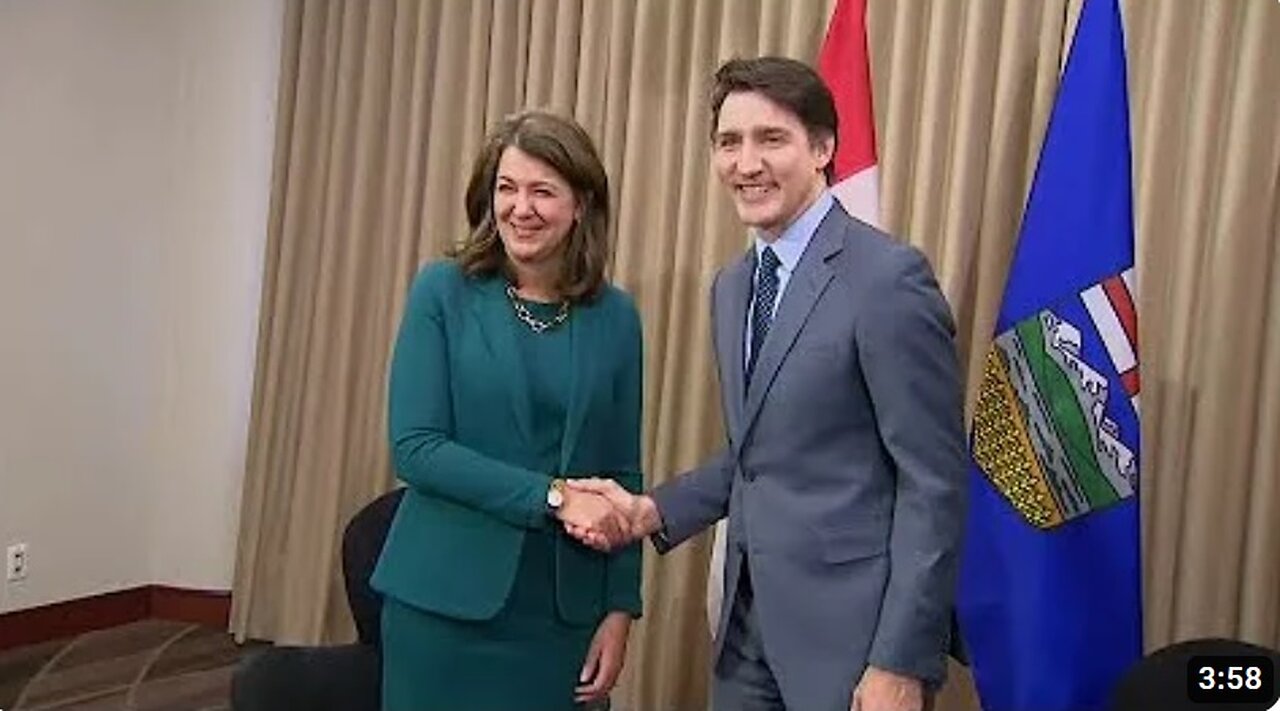 Canada CEO Trudeau Meets with Alberta CEO Smith - Green AGENDA - PUPPETS