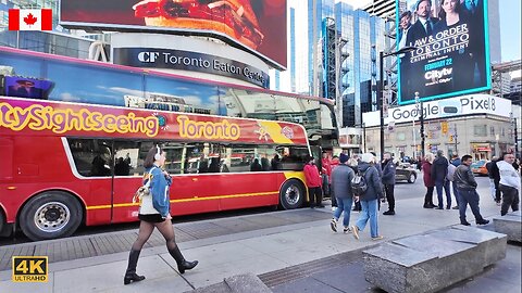 TORONTO Downtown Walk on Warmest February Day and Maple Leafs Outdoor Practice Hockey Game