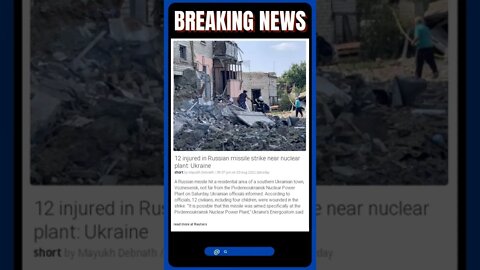 Live News: 12 injured in Russian missile strike near nuclear plant: Ukraine #shorts #news