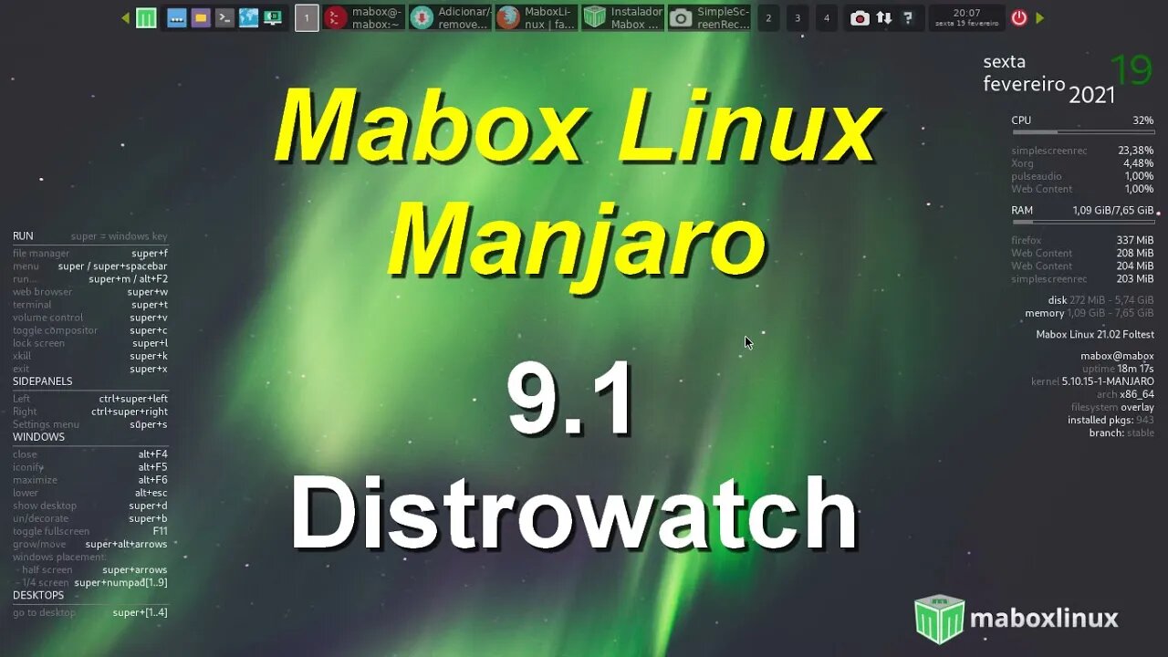 Mabox Linux baseado no Manjaro ambiente Openbox. Distro Leve e Rápida. Alta Pontuação no DIstrowatch