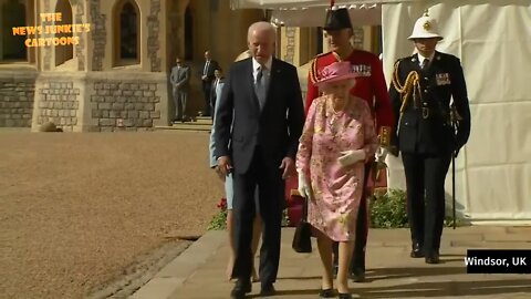 Joe looks pretty good next to 95 years old Elizabeth.