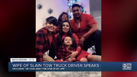 Wife of slain tow truck driver speaks out for the first time