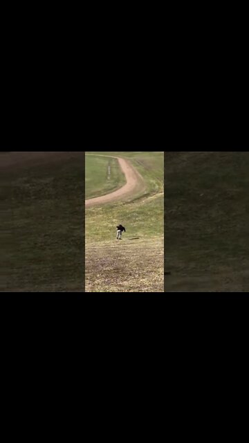 Longboarding on grass down a hill