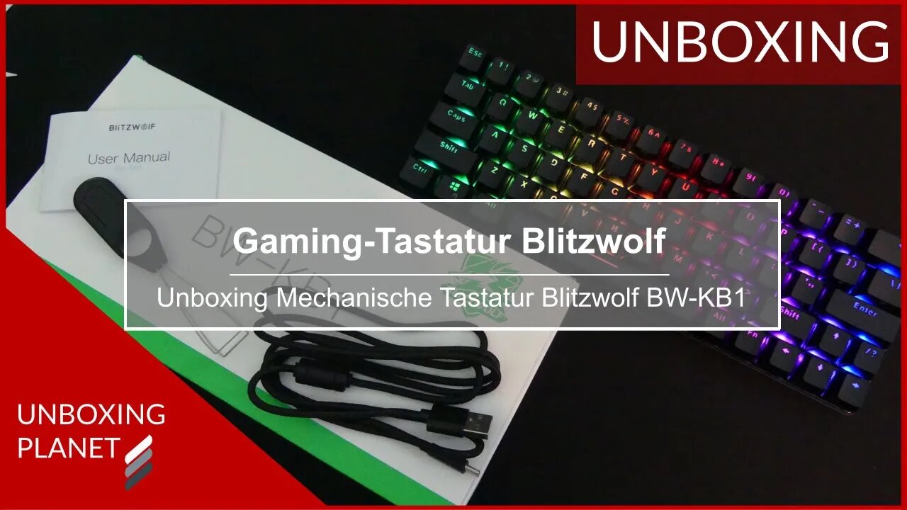 Beleuchtete Gaming-Tastatur Blitzwolf BW-KB1 - Unboxing Planet